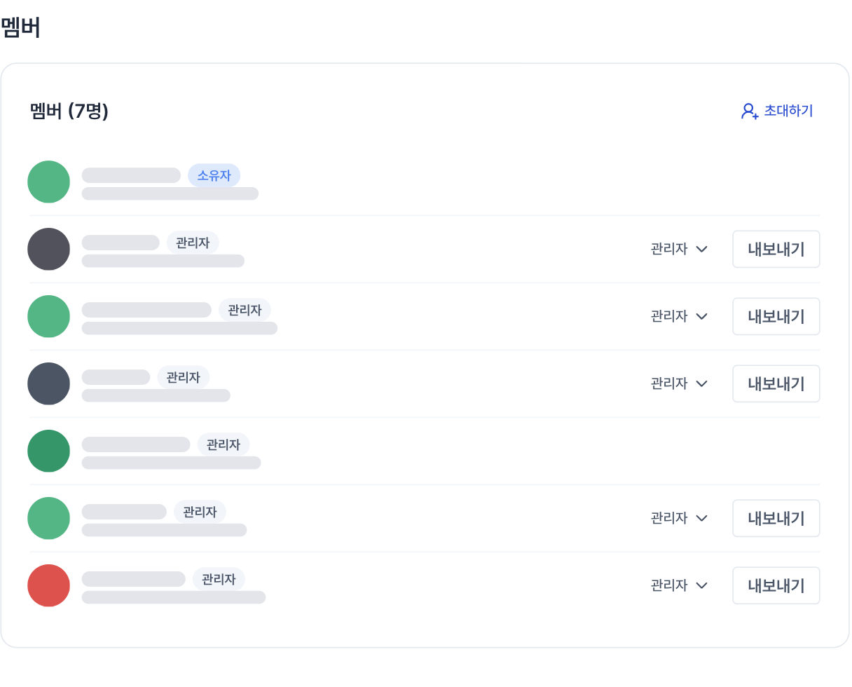 콘마 워크스페이스 멤버 목록 화면